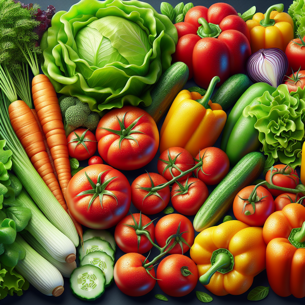 Realistic stock image of fresh organic vegetables.
